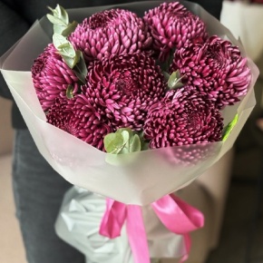 Букет "Виноградный" из 7 хризантем Бигоуди в Солнечногорске