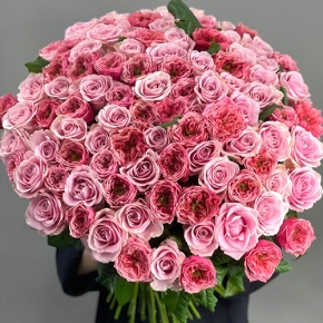 Нежный букет из 101 розы Риджентс парк и Аваланж микс  (70 см) в Солнечногорске