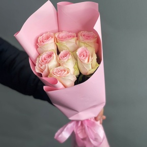 Букет 7 Кенийских розовых роз (40 см) в Солнечногорске