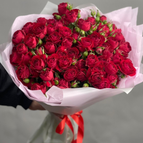 Букет из 17 красных кустовых пионовидных роз (50 см) в Солнечногорске