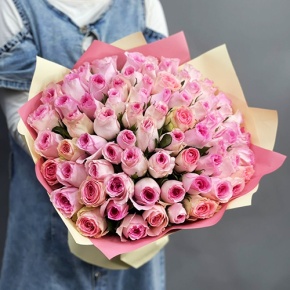 Букет из 75 розовых роз кения (40 см) в Солнечногорске