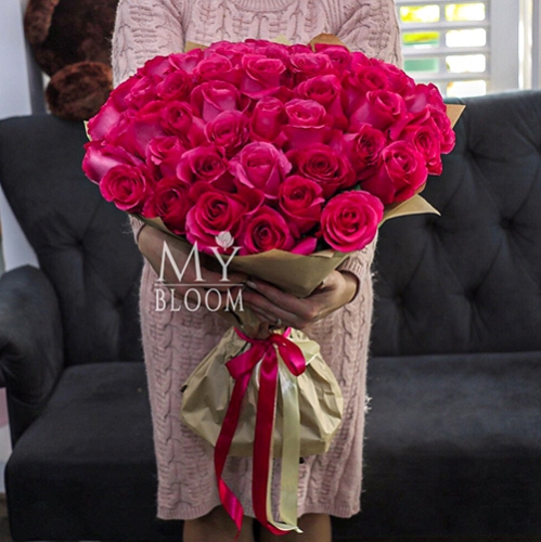 Букет 51 роза Эквадор Пинк Флоид (60 см) в Солнечногорске